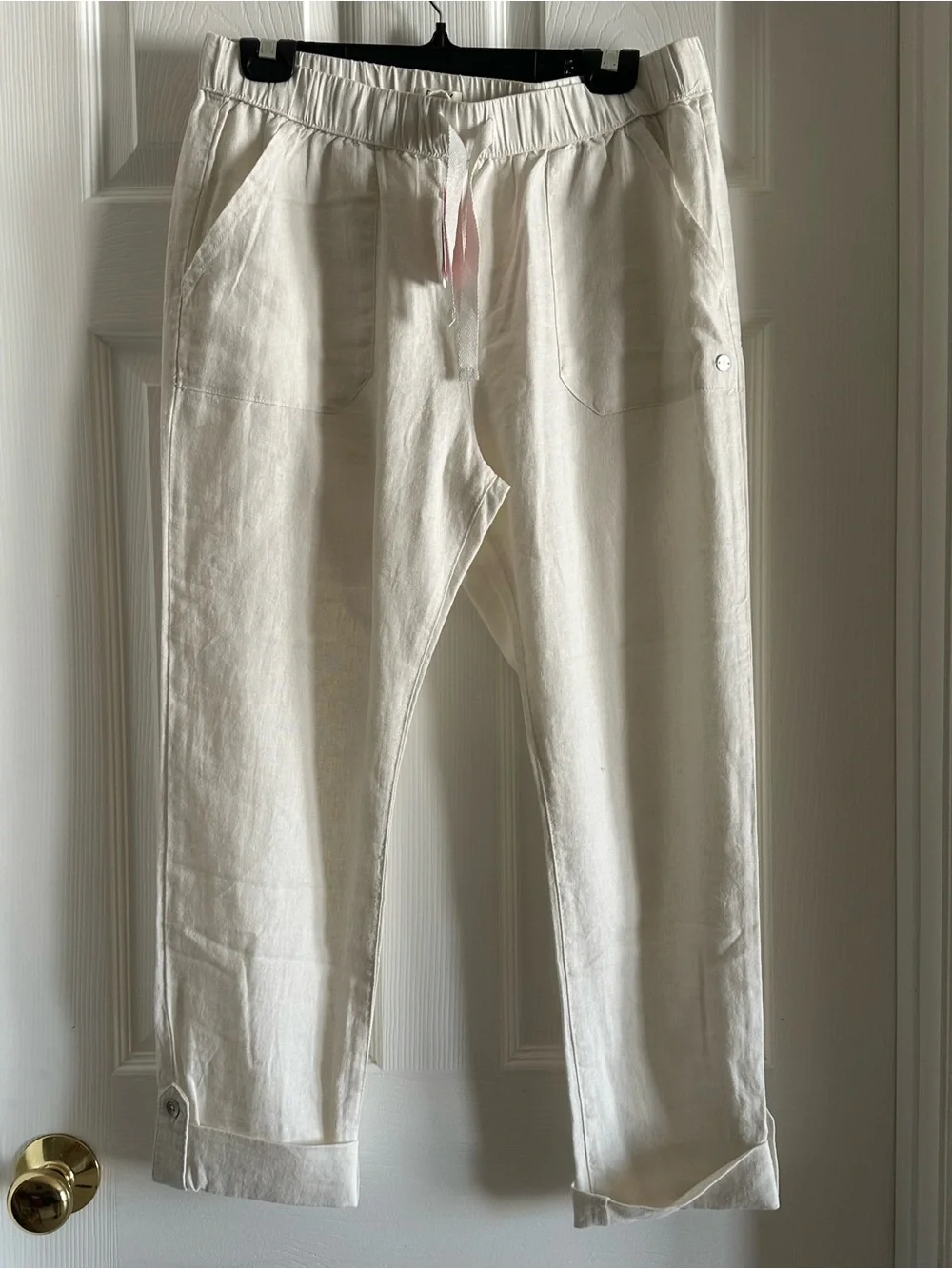 Women’s Roxy White/Off-White Drawstring Pants - Picture 1 of 5